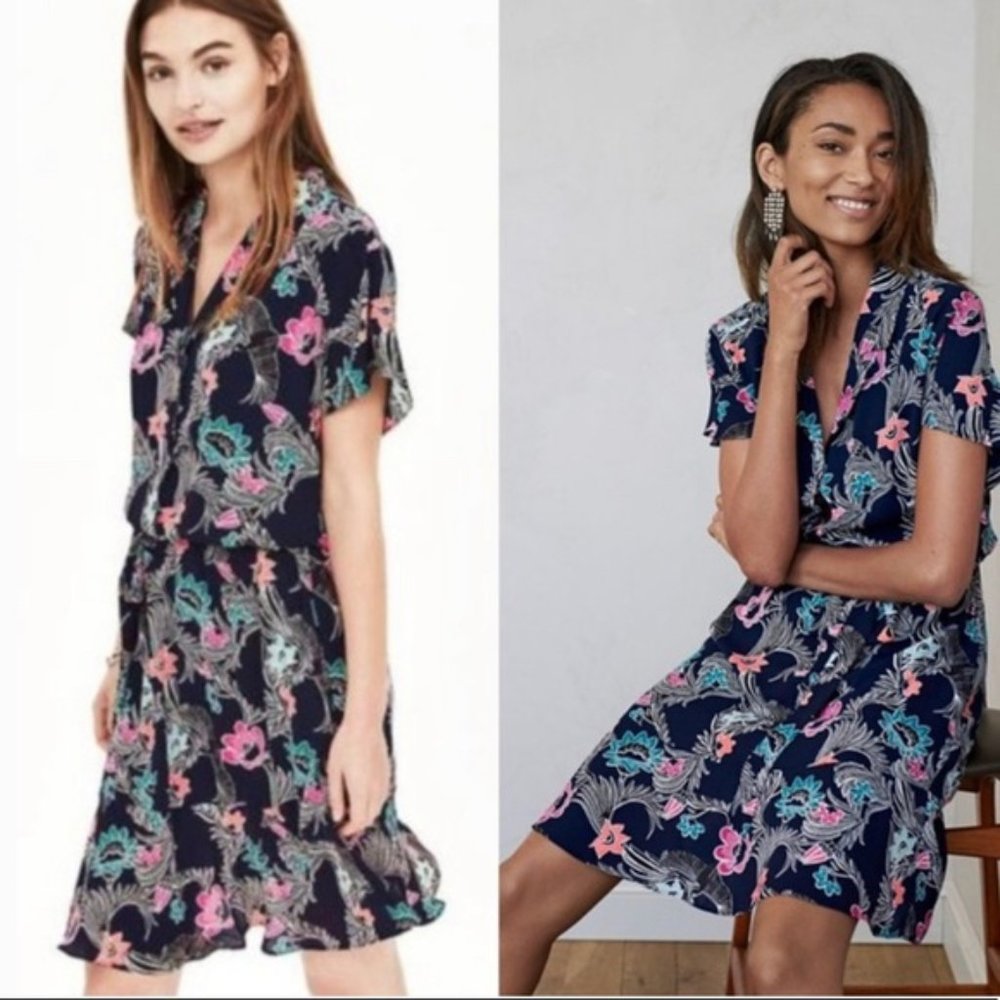 Banana Republic floral print navy dress, size 8P